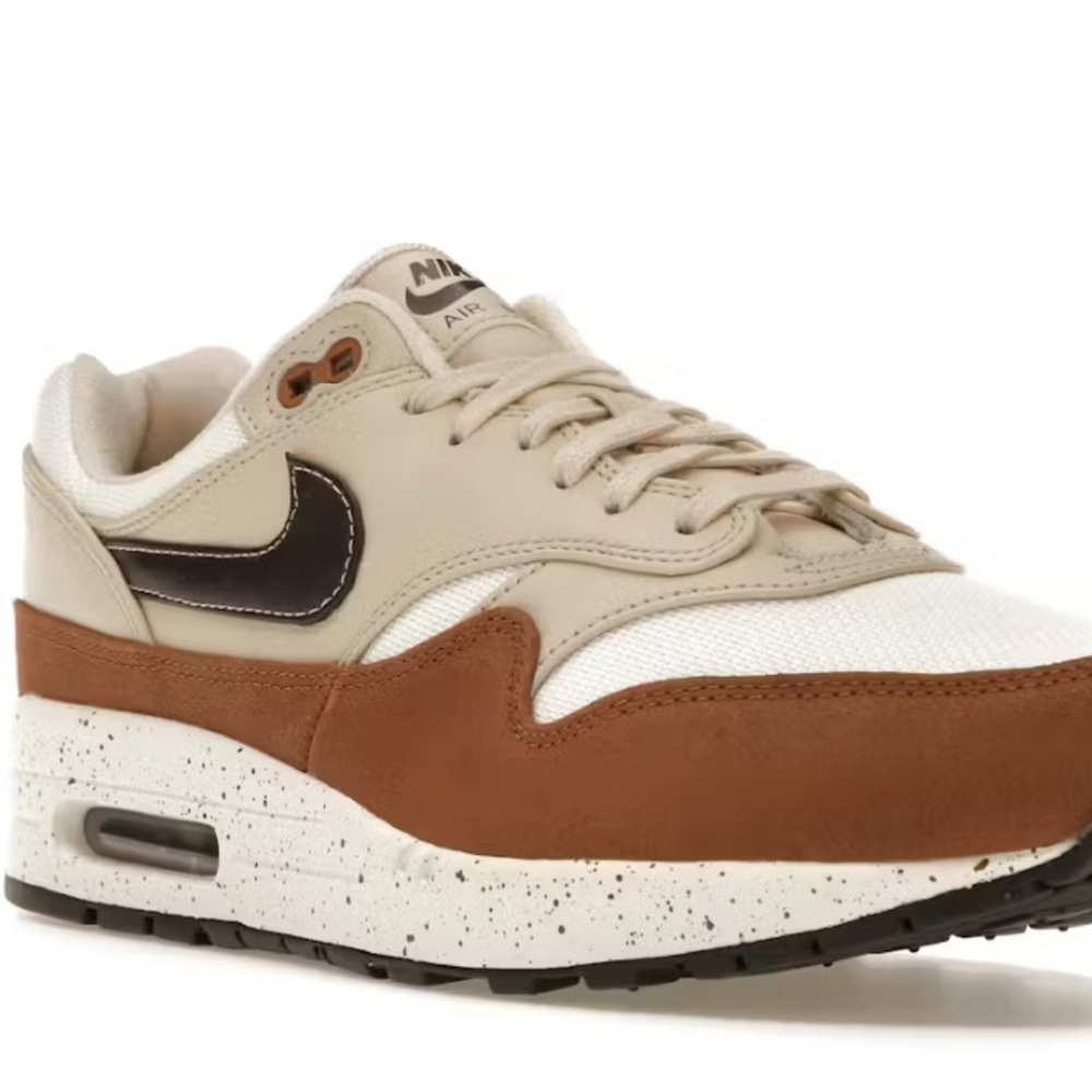 Nike Women’s Air Max 1 ‘87 White and Tan Sneakers